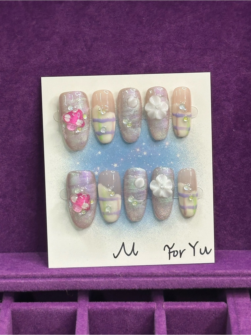 Pink Floral Kids Press-On Nail Set